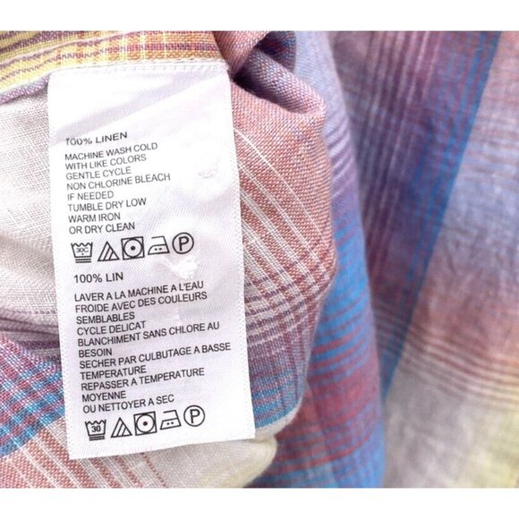 Tommy Bahama Shirt Men’s Size L 100% Linen Spring Plaid Pastel Long Sleeves - Picture 7 of 14